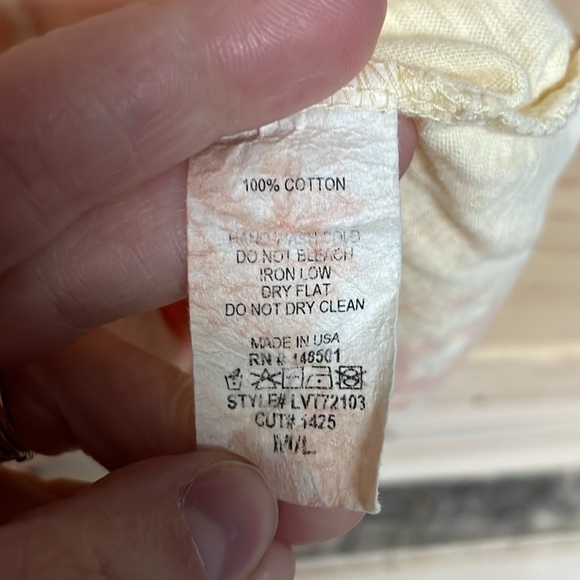 Love Vintage size M/L Tie-Dye Pink and Cream Short Sleeve Crop Top with Pocket - Picture 6 of 7